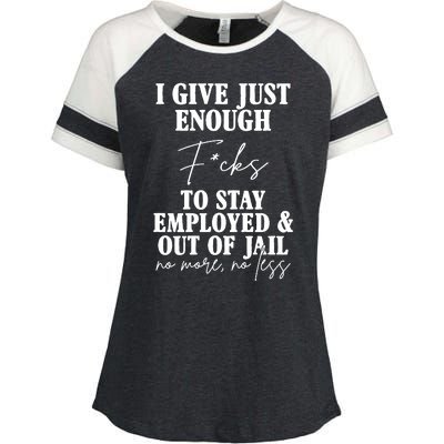 Just Enough Fucks To Stay Employed Out Of Jail Funny Enza Ladies Jersey Colorblock Tee