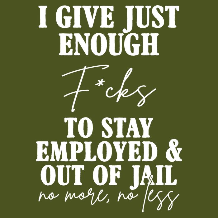 Just Enough Fucks To Stay Employed Out Of Jail Funny Premium T-Shirt