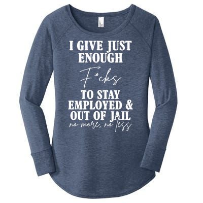 Just Enough Fucks To Stay Employed Out Of Jail Funny Women's Perfect Tri Tunic Long Sleeve Shirt