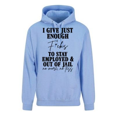 Just Enough Fucks To Stay Employed Out Of Jail Funny Unisex Surf Hoodie