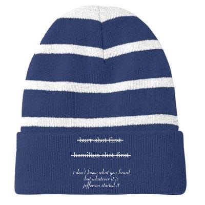 Jefferson Started It Hamilton Burr Striped Beanie with Solid Band