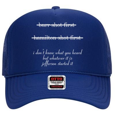 Jefferson Started It Hamilton Burr High Crown Mesh Back Trucker Hat