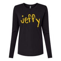 Jeffy Gold Logo Womens Cotton Relaxed Long Sleeve T-Shirt