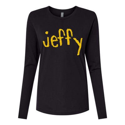 Jeffy Gold Logo Womens Cotton Relaxed Long Sleeve T-Shirt