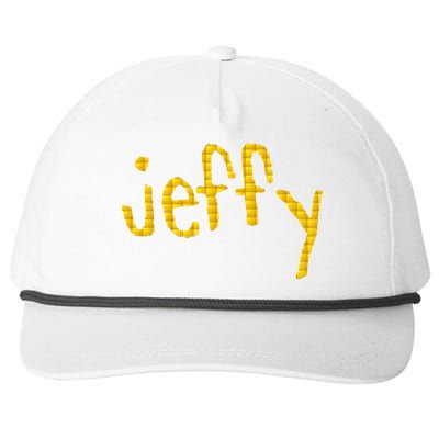 Jeffy Gold Logo Snapback Five-Panel Rope Hat