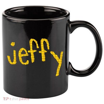 Jeffy Gold Logo 11oz C Handle Ceramic Mug