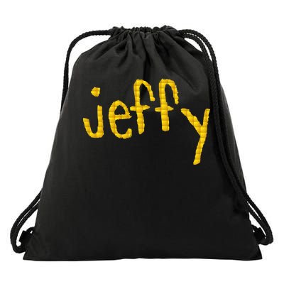 Jeffy Gold Logo Drawstring Bag