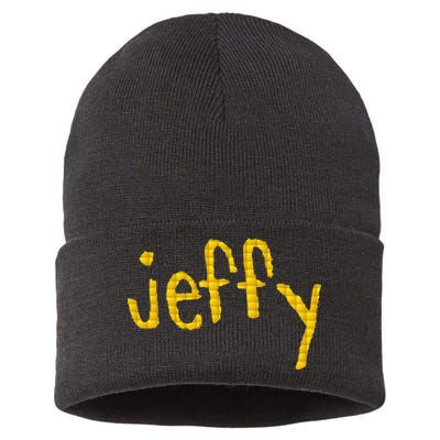 Jeffy Gold Logo Sustainable Knit Beanie