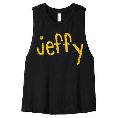 Jeffy Gold Logo Women's Racerback Cropped Tank