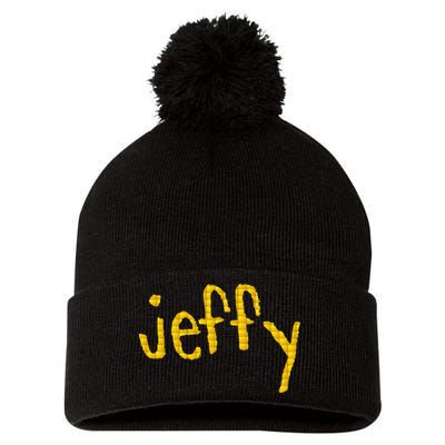 Jeffy Gold Logo Pom Pom 12in Knit Beanie