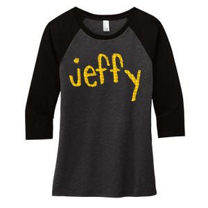 Jeffy Gold Logo Women's Tri-Blend 3/4-Sleeve Raglan Shirt