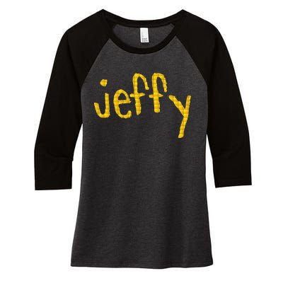 Jeffy Gold Logo Women's Tri-Blend 3/4-Sleeve Raglan Shirt