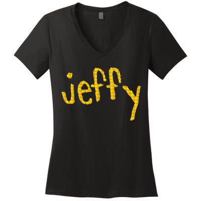 Jeffy Gold Logo Women's V-Neck T-Shirt