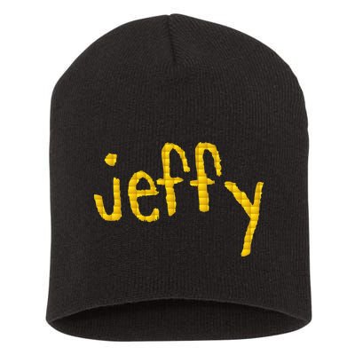 Jeffy Gold Logo Short Acrylic Beanie