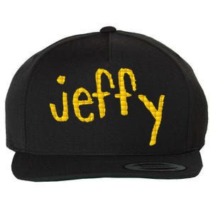 Jeffy Gold Logo Wool Snapback Cap