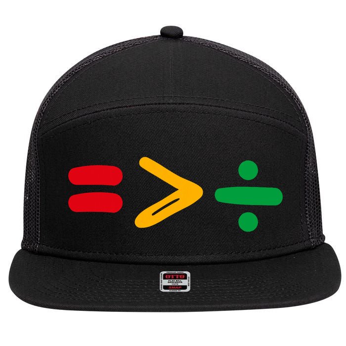 Juneteenth Equality Is Greater Than Division Afro 7 Panel Mesh Trucker Snapback Hat
