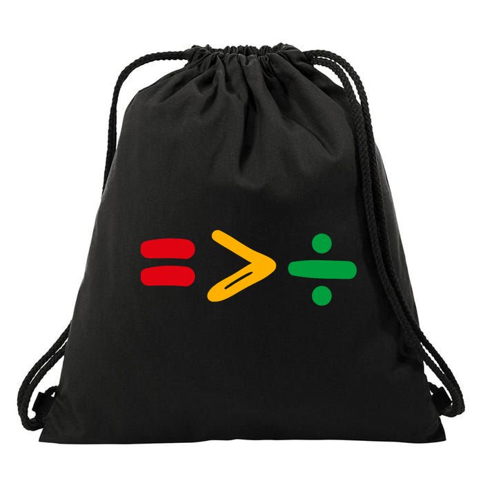 Juneteenth Equality Is Greater Than Division Afro Drawstring Bag