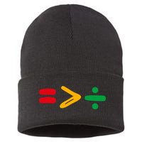 Juneteenth Equality Is Greater Than Division Afro Sustainable Knit Beanie