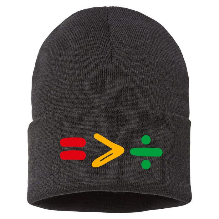 Juneteenth Equality Is Greater Than Division Afro Sustainable Knit Beanie