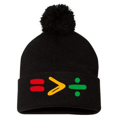 Juneteenth Equality Is Greater Than Division Afro Pom Pom 12in Knit Beanie