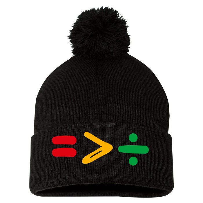 Juneteenth Equality Is Greater Than Division Afro Pom Pom 12in Knit Beanie