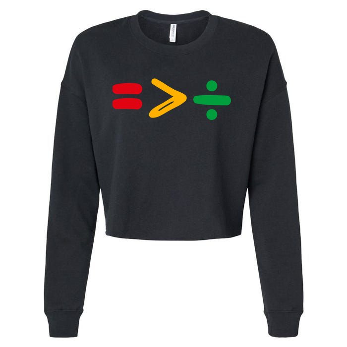 Juneteenth Equality Is Greater Than Division Afro Cropped Pullover Crew