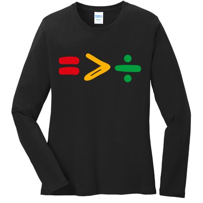 Juneteenth Equality Is Greater Than Division Afro Ladies Long Sleeve Shirt