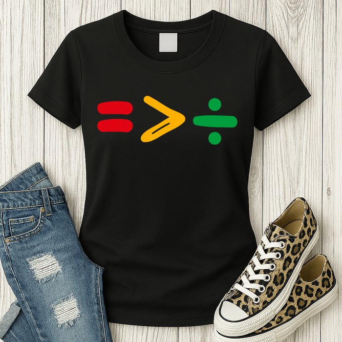 Juneteenth Equality Is Greater Than Division Afro Womens T-Shirt