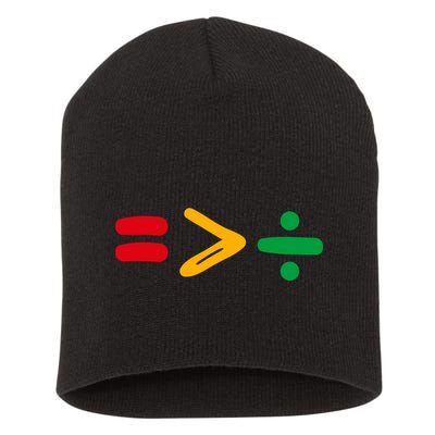 Juneteenth Equality Is Greater Than Division Afro Short Acrylic Beanie