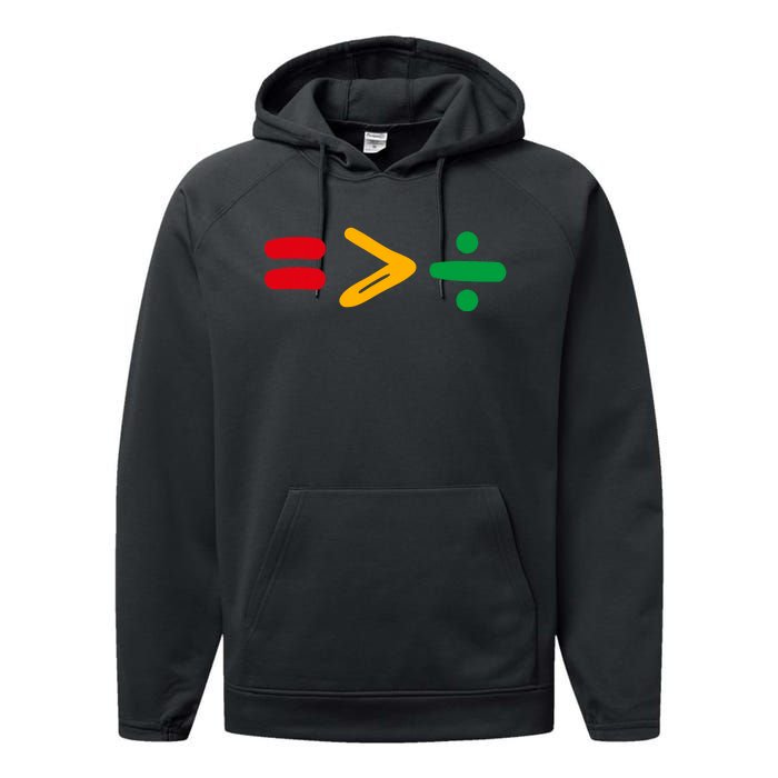 Juneteenth Equality Is Greater Than Division Afro Performance Fleece Hoodie