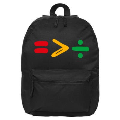 Juneteenth Equality Is Greater Than Division Afro 16 in Basic Backpack