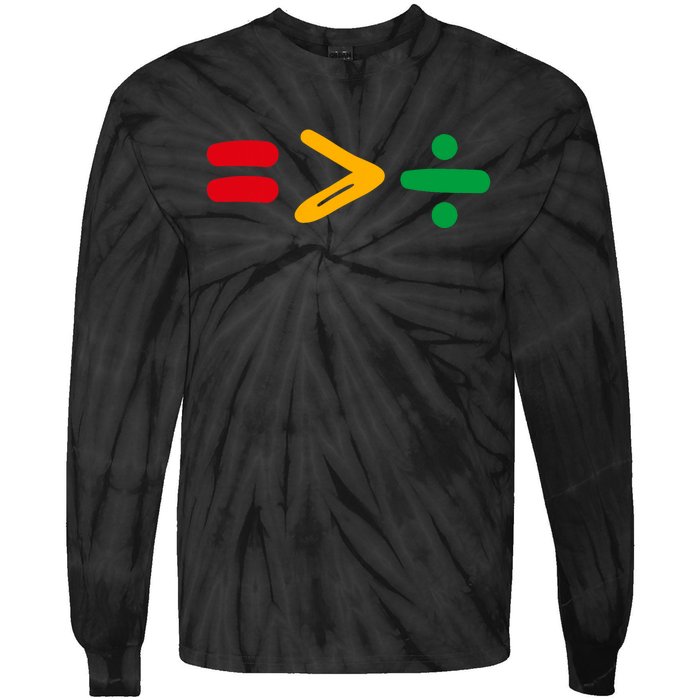 Juneteenth Equality Is Greater Than Division Afro Tie-Dye Long Sleeve Shirt