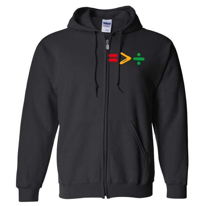 Juneteenth Equality Is Greater Than Division Afro Full Zip Hoodie