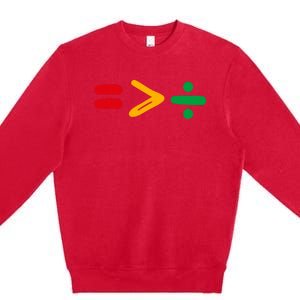 Juneteenth Equality Is Greater Than Division Afro Premium Crewneck Sweatshirt