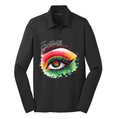 Junenth Eye June 19th 1865 Vibes Only Junenth Eye Great Gift Silk Touch Performance Long Sleeve Polo