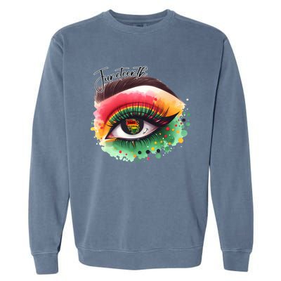 Junenth Eye June 19th 1865 Vibes Only Junenth Eye Great Gift Garment-Dyed Sweatshirt