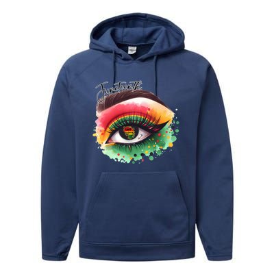 Junenth Eye June 19th 1865 Vibes Only Junenth Eye Great Gift Performance Fleece Hoodie