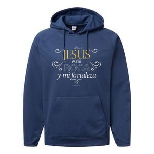 Jesus Es Mi Roca Y Mi Fortaleza Salmos Performance Fleece Hoodie