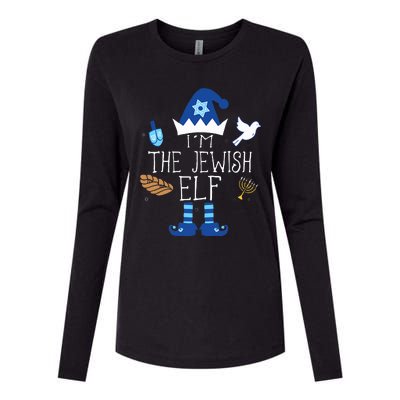 Jewish Elf Matching Family Christmas Hanukkah Chanukah  Womens Cotton Relaxed Long Sleeve T-Shirt