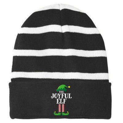 Joyful Elf Matching Family Group Christmas Party Striped Beanie with Solid Band