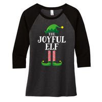 Joyful Elf Matching Family Group Christmas Party Women's Tri-Blend 3/4-Sleeve Raglan Shirt