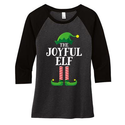 Joyful Elf Matching Family Group Christmas Party Women's Tri-Blend 3/4-Sleeve Raglan Shirt