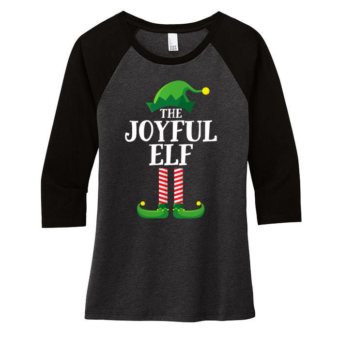 Joyful Elf Matching Family Group Christmas Party Women's Tri-Blend 3/4-Sleeve Raglan Shirt