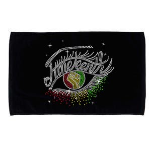 Juneteenth Eyes Rhinestone Melanin Black  Queen Afro Microfiber Hand Towel