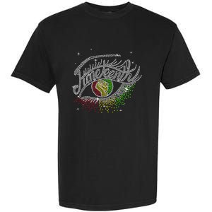 Juneteenth Eyes Rhinestone Black Wo Queen Afro Black Garment-Dyed Heavyweight T-Shirt