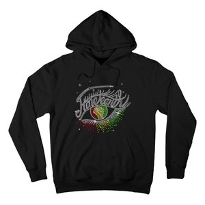 Juneteenth Eyes Rhinestone Black Wo Queen Afro Black Hoodie