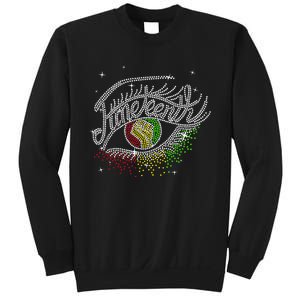 Juneteenth Eyes Rhinestone Black Wo Queen Afro Black Sweatshirt