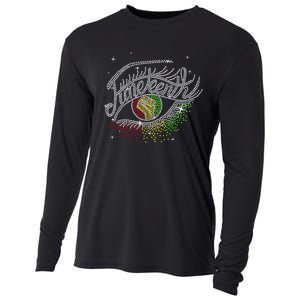 Juneteenth Eyes Rhinestone Black Wo Queen Afro Black Cooling Performance Long Sleeve Crew