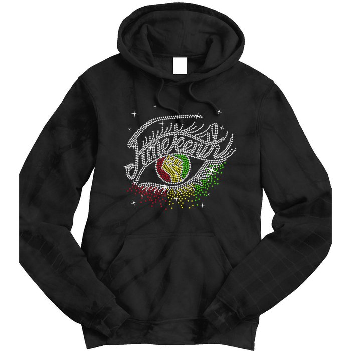 Juneteenth Eyes Rhinestone Black Wo Queen Afro Black Tie Dye Hoodie