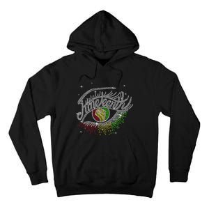 Juneteenth Eyes Rhinestone Black Wo Queen Afro Black Tall Hoodie